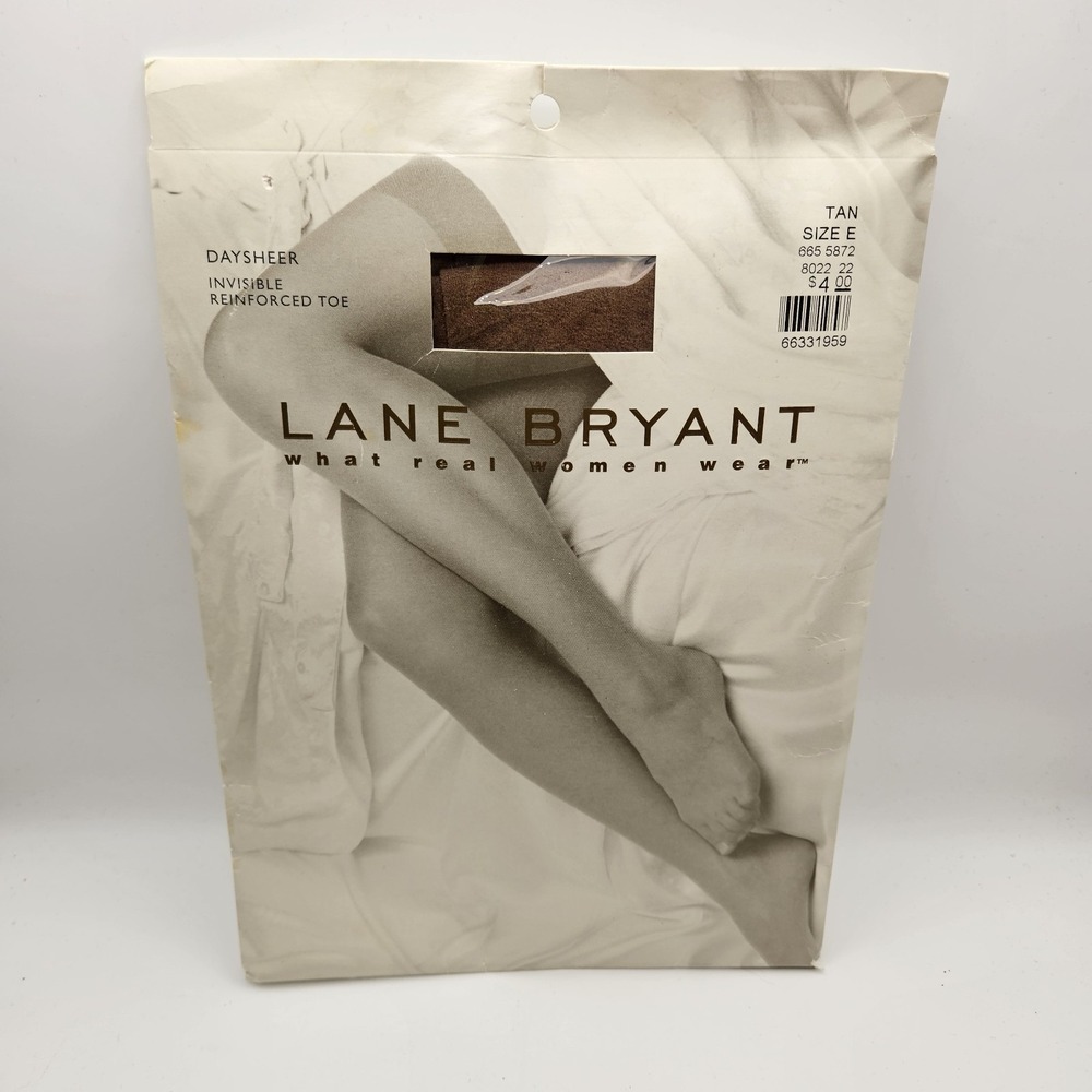 Lane Bryant Daysheer Invisible Reinforced Toe Hosiery Pantyhose Tan Size E